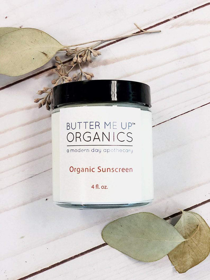 Natural Organic Sunscreen 4 Oz. / Safe Sunscreen/Non-Nano Zinc Oxide Sunscreen/Sun Protection/Butter Me up Organics