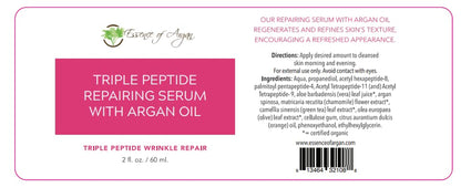 Triple Peptide Serum for Face with Argan Oil, Aloe Vera, Chamomile, Green Tea and Olive Oil - for Deep Moisturizing and Glowing Skin - 2Fl.Oz/60Ml