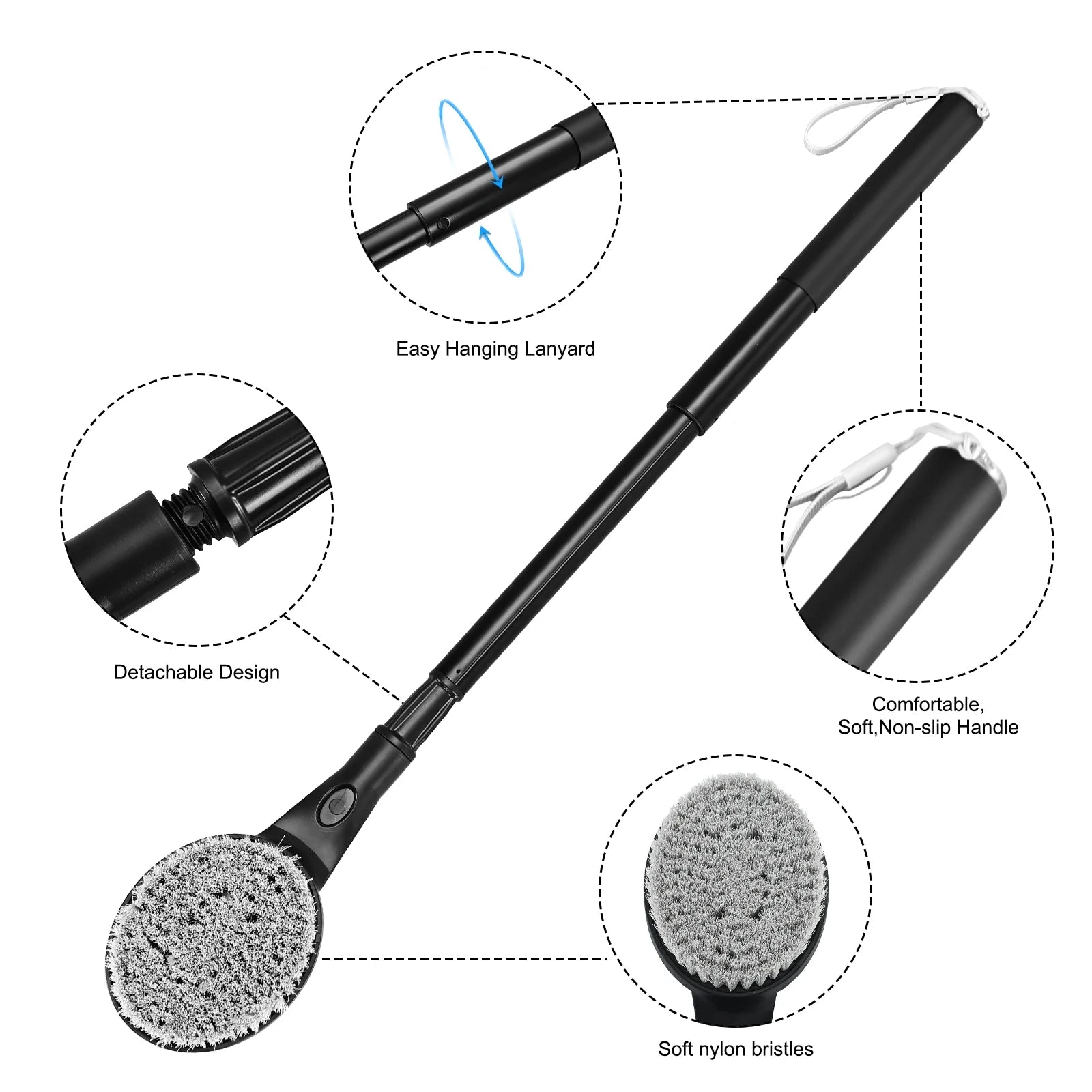 Long Handle Retractable Back Brush, 25.7" Back Scrubber for Shower, Shower Brush for Adult