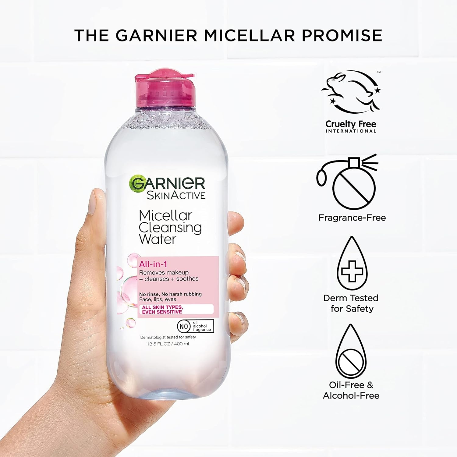 Micellar Cleansing Water, for All Skin Types, 13.5 Fl Oz + Micellar Cleansing Water, for Waterproof Makeup, 3.4 Fl Oz